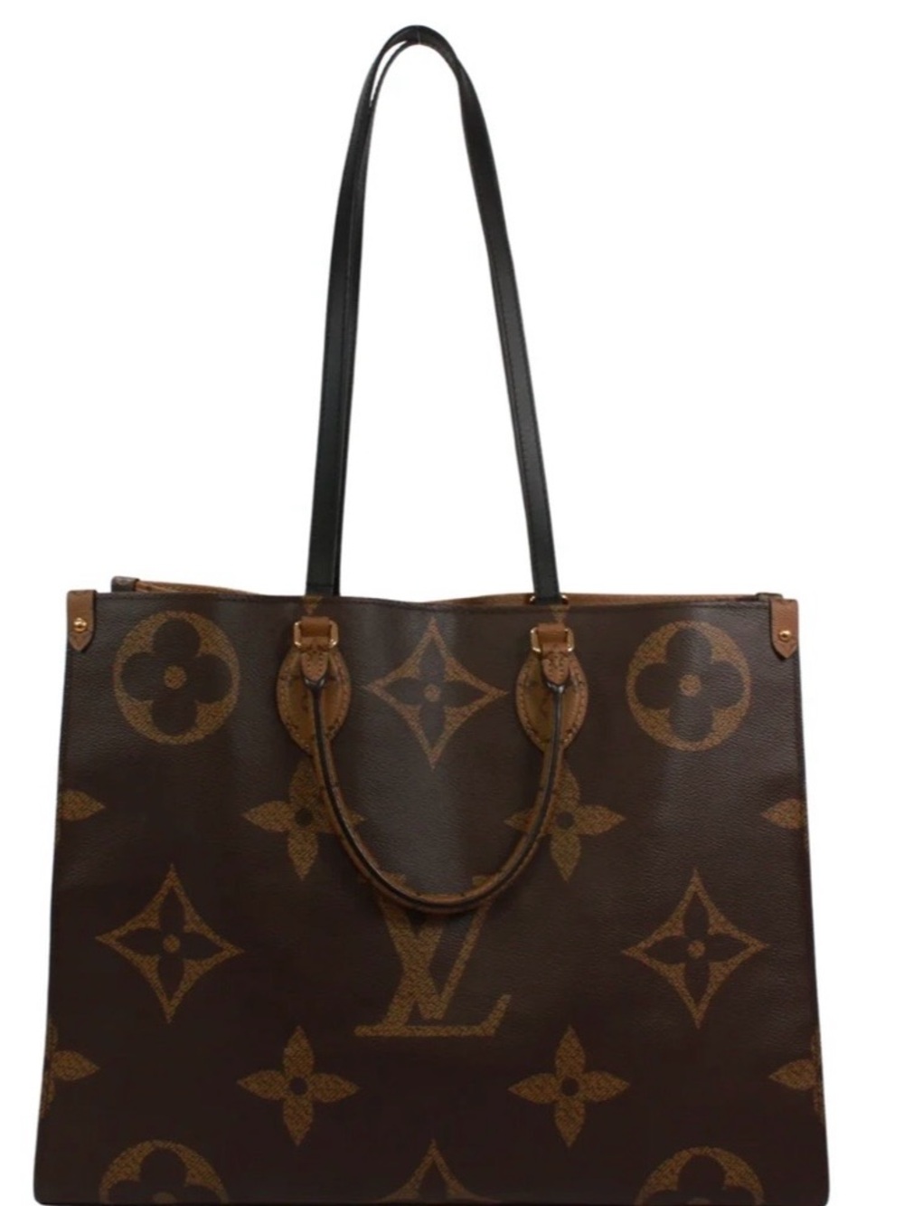 Louis Vuitton Monogram Canvas Tote with Black Shoulder Straps